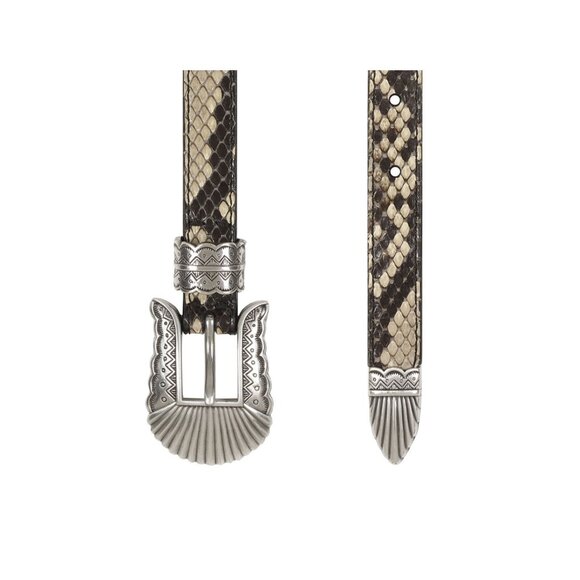 Kate Cate Thin Kim Python-Print Calfskin Leather Belt With Western-Style Silver main image 11